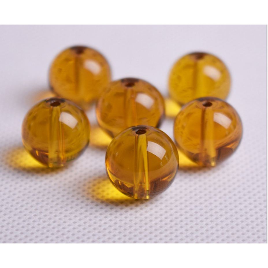 25-100gam hạt đá nhân tạo làm vòng màu vàng đậm size 4-6-8-10-12mm (màu 5)