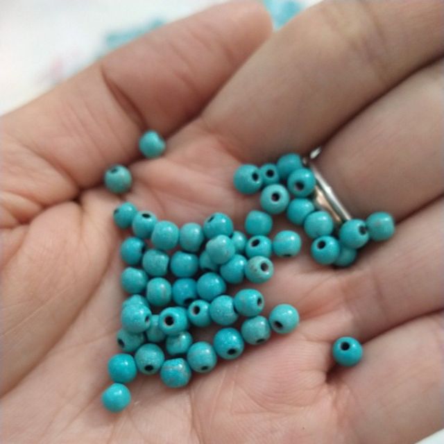 50 viên ngọc lam turquoise 4mm xanh