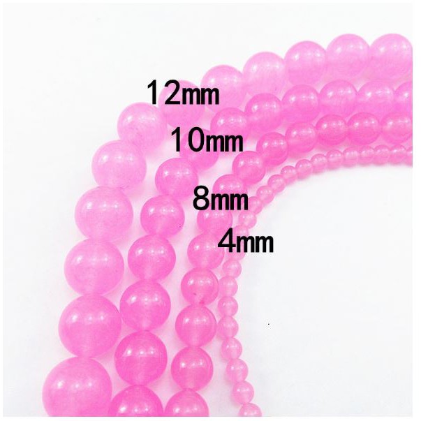 95 viên đá chalcedony TN hồng tươi 4mm/ thêm size 6/8/10/12mm