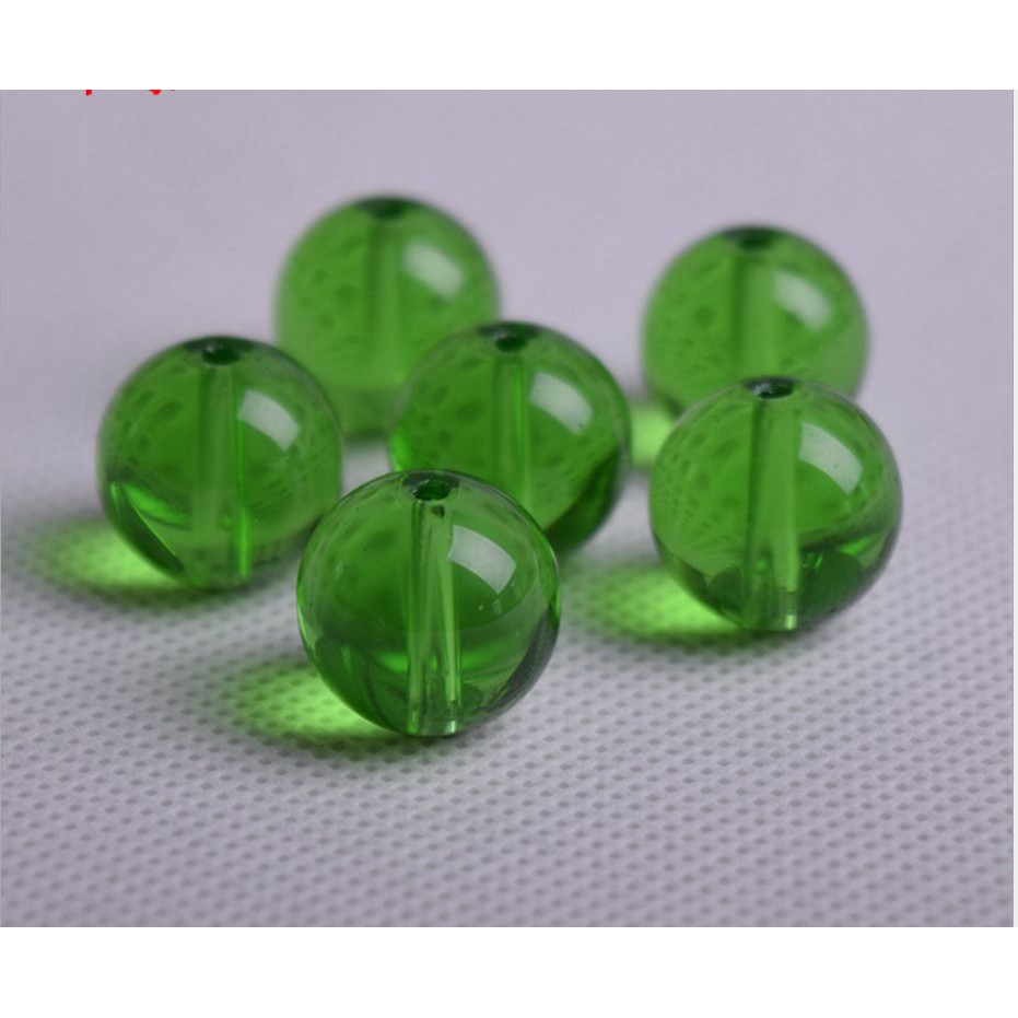100-500 gam hạt đá thủy tinh xanh lá đậm size 4-6-8-8-10-12mm (màu 2)