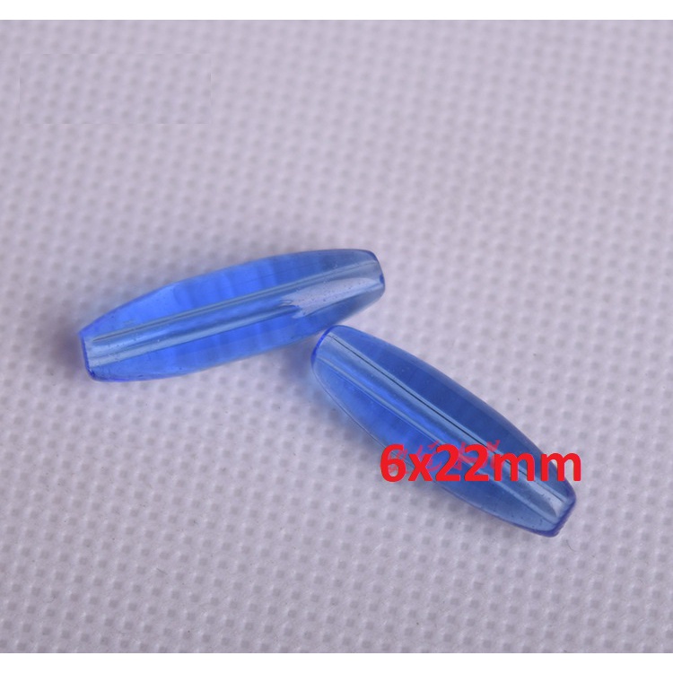 15gam (10 hạt) đá thủy tinh nhân tạo lu thống 6x22mm (có 9 màu) có lỗ xỏ làm vòng
