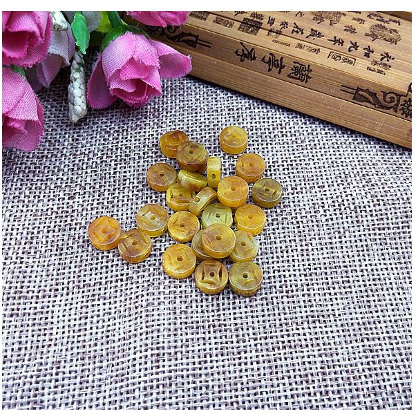 1 viên charm đồng tiền đá 3x8mm tự nhiên, lỗ xỏ 1mm mix vòng - MH 2641 (P131-34)