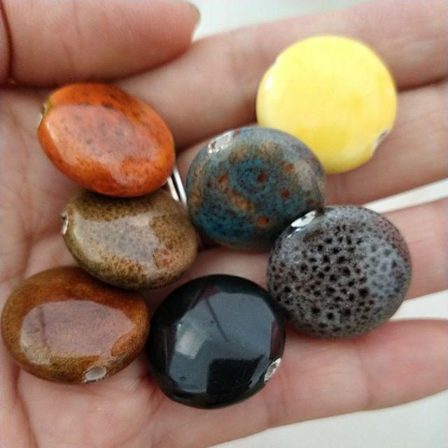 5 viên đá gốm sứ tròn dẹp 9x20mm