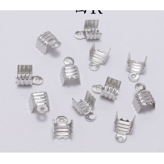 100 cái kẹp 2 lá nối đầu khoá làm vòng tay , vòng cổ vân sọc dùng cho dây size 1.5-2-3mm (p182-21)