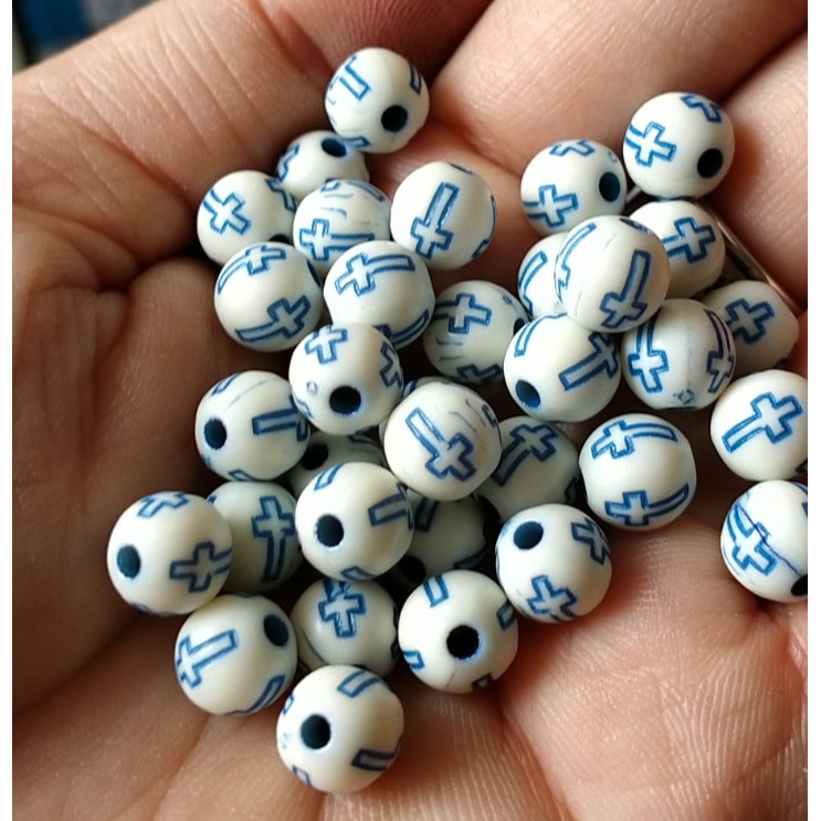 10-50 Hạt tròn in THÁNH GIÁ nhiều màu 8mm