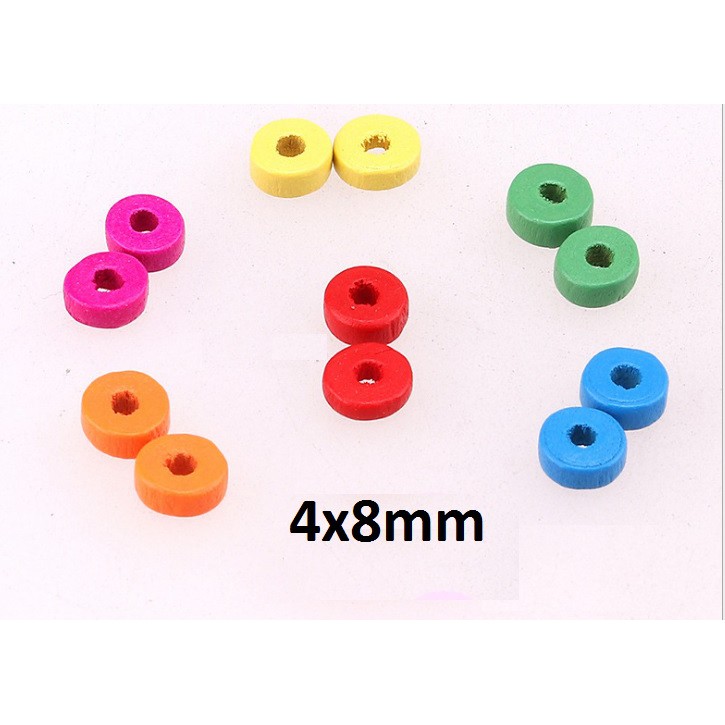 gói khoảng (50-80 viên) hạt gỗ đệm 3x6mm & 4x8mm (5gam)