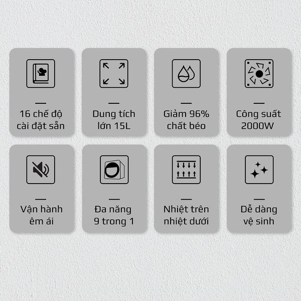 Nồi Chiên Không Dầu OLIVO AF15 - Dung Tích 15L - 16 Chức Năng - Công Suất 2000W - Độ Ồn Thấp Nhất