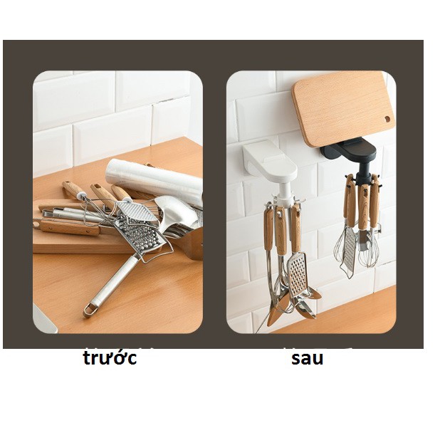 Giá Treo Đồ Nhà Bếp Nhà Tắm 6 Móc Xoay 360 Độ Treo Đồ Đa Năng (p175-66)