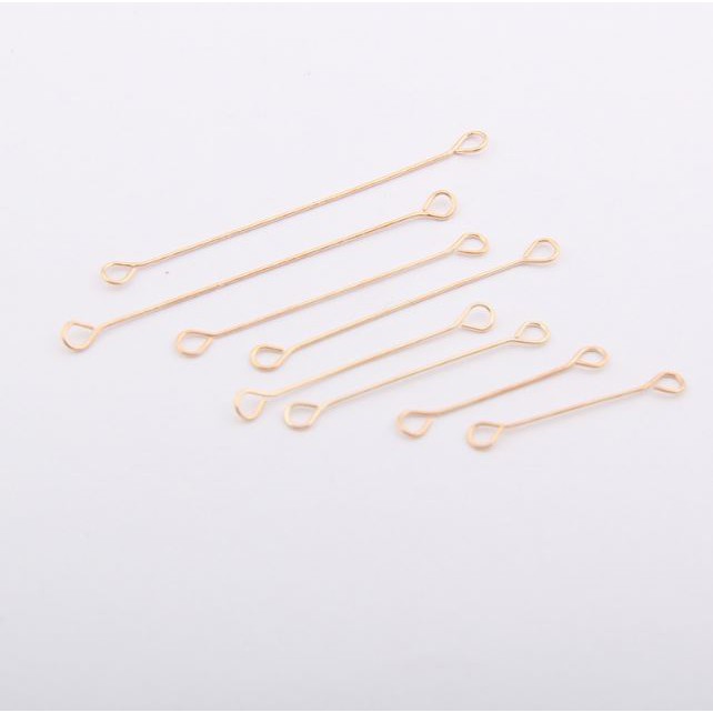 gói 10 cây kim 2 đầu móc nhiều size 20-25-30-40mm làm hoa tai (inox)
