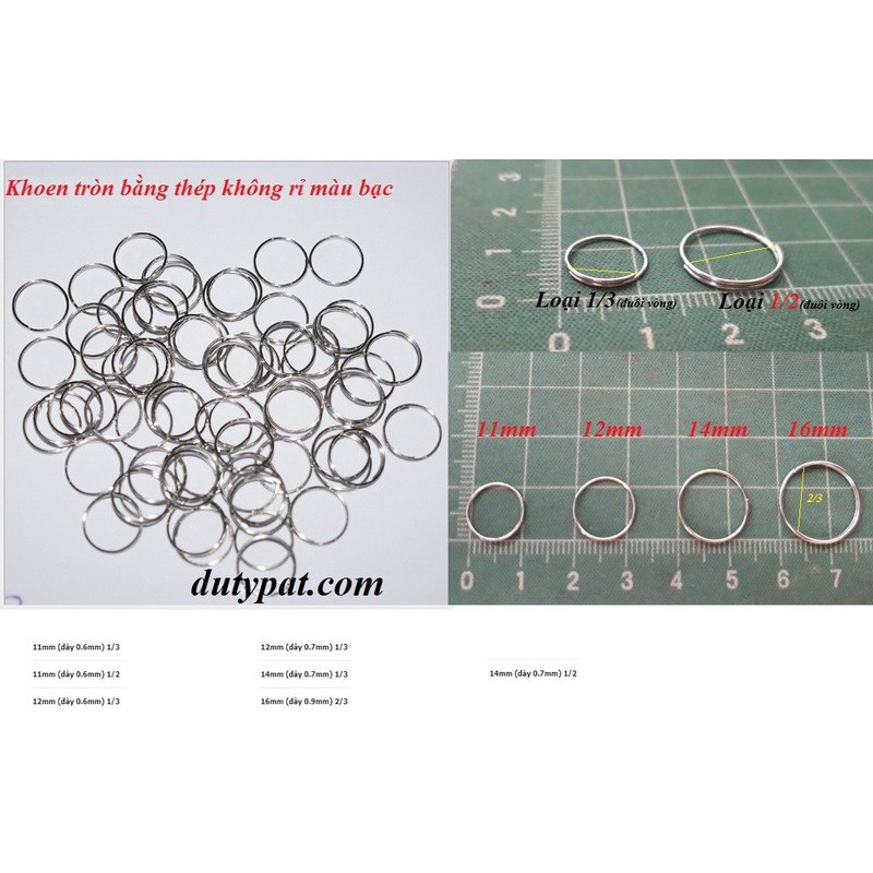 10-20 khoen inox không rỉ nối hạt trang trí rèm, đèn chùm size 11-12-14-16-20mm