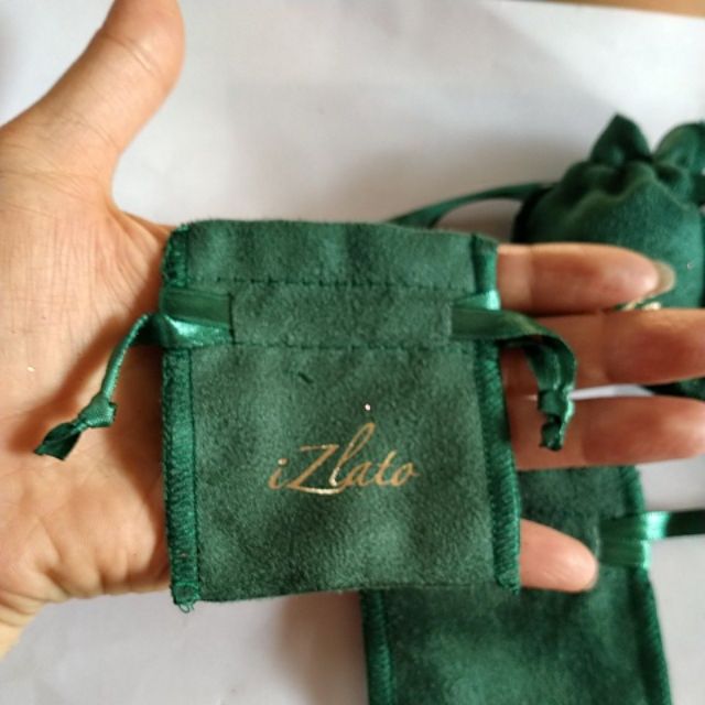 10 túi rút 6.5x 7.5cm vải nhung màu xanh izlato