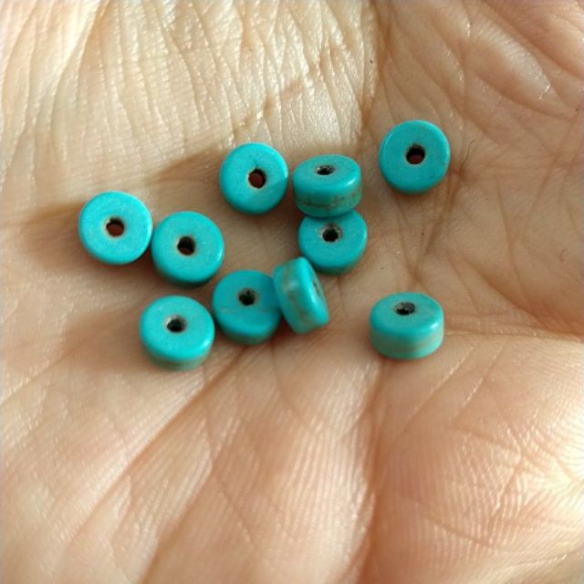 10 Charm đệm đá ngọc lam 3x5mm