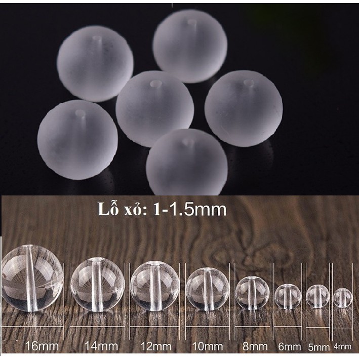 1kg hạt đá thủy tinh màu trắng mờ size 8-10-12mm