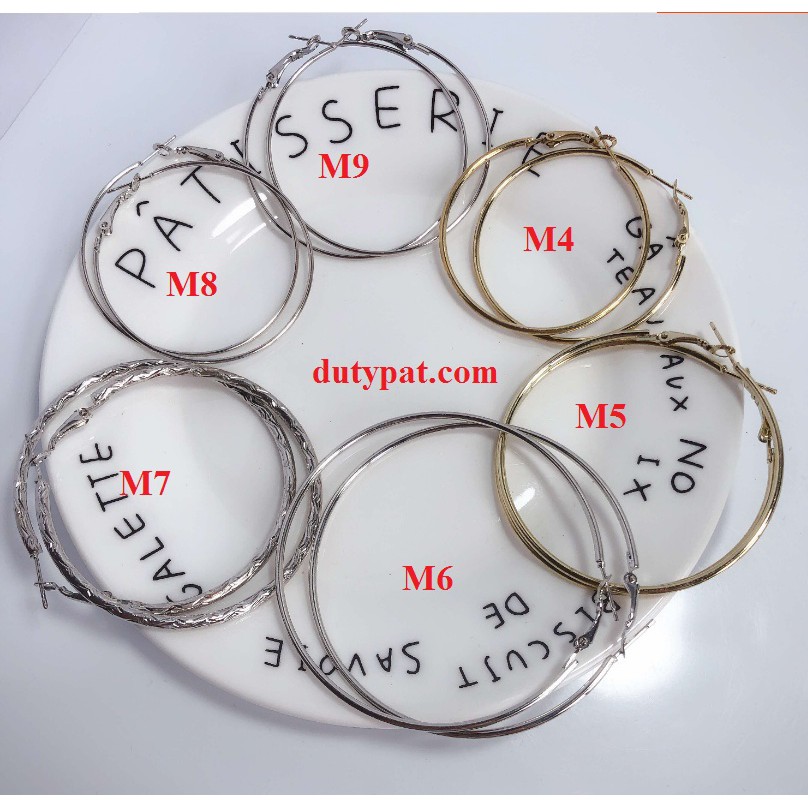 Hoa tai tròn thời trang Hàn Quốc màu vàng 4-6cm