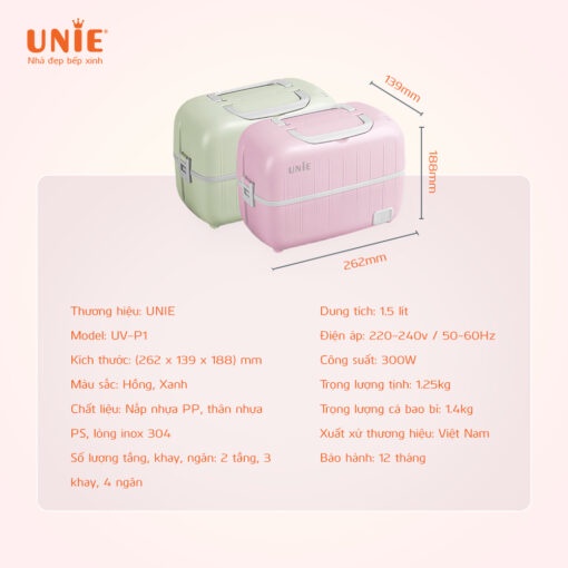 Hộp đựng cơm cắm điện văn phòng cao cấp UNIE UV-P1