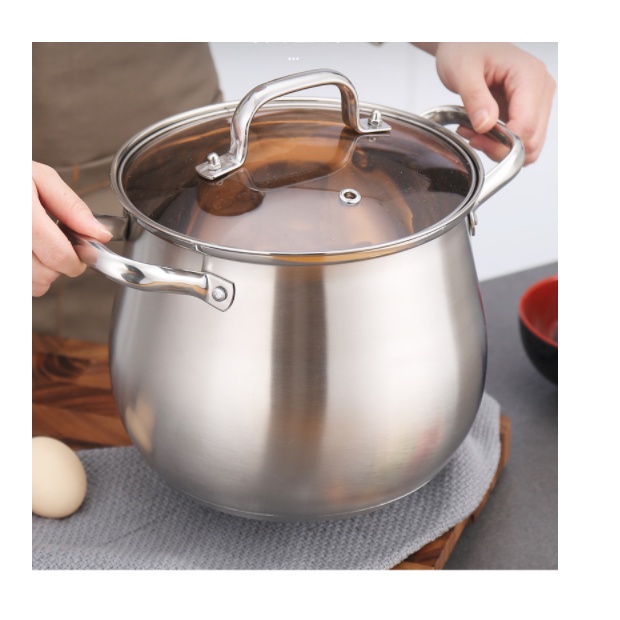 Nồi 6 lit 3 lớp đáy từ Inox 304 dáng cao nấu soup , nước lèo, luộc gà...  LC-0193 (nồi trống đồng)