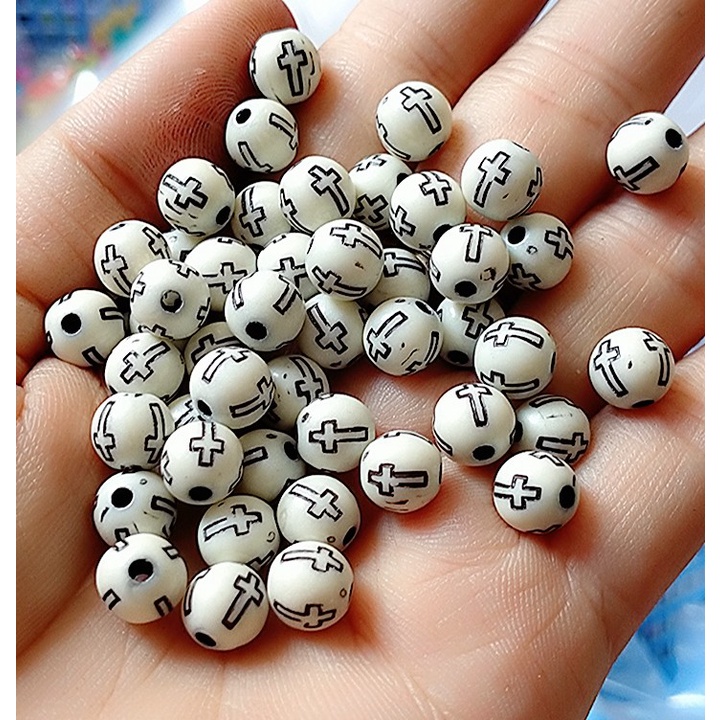 10-50 Hạt tròn in THÁNH GIÁ nhiều màu 8mm