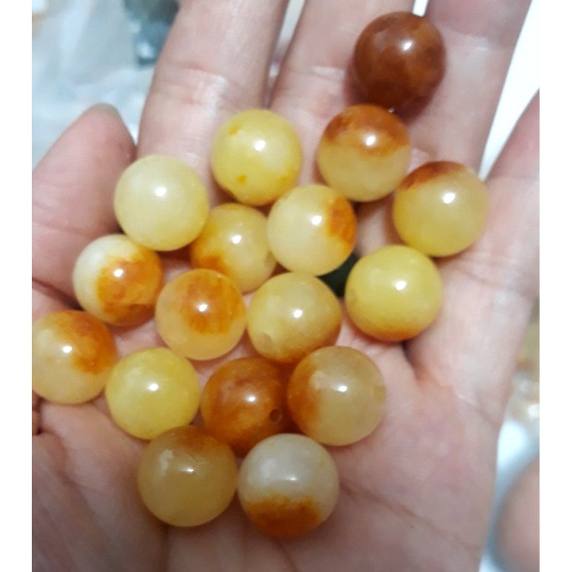 5 hạt đá thiên nhiên 12mm vàng nâu