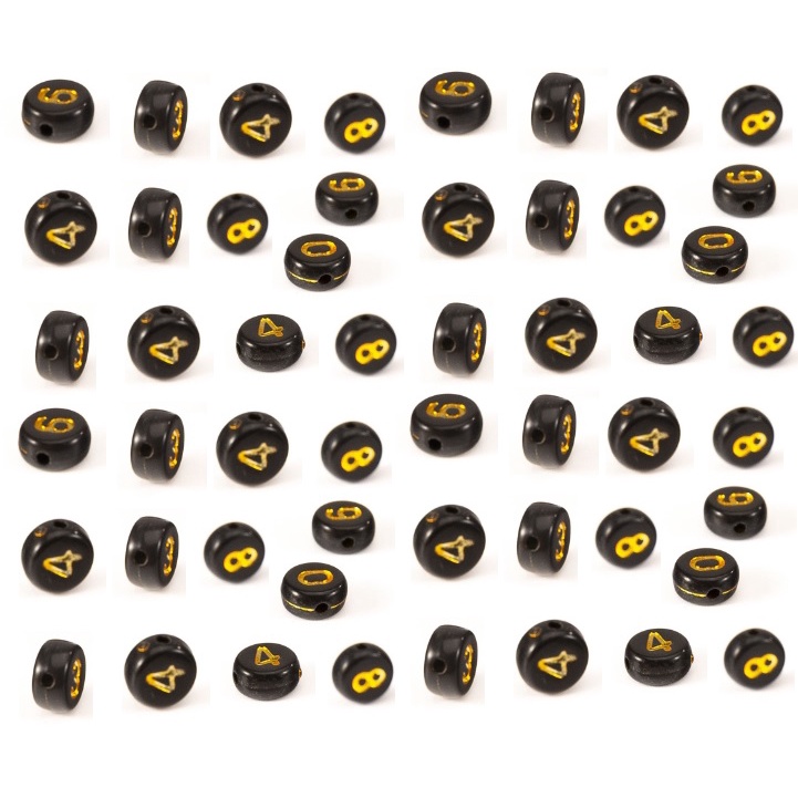 (Loại đẹp) 20 Hạt chữ số tròn, phép tính 4x7mm các màu làm vòng, dây đeo khẩu trang....