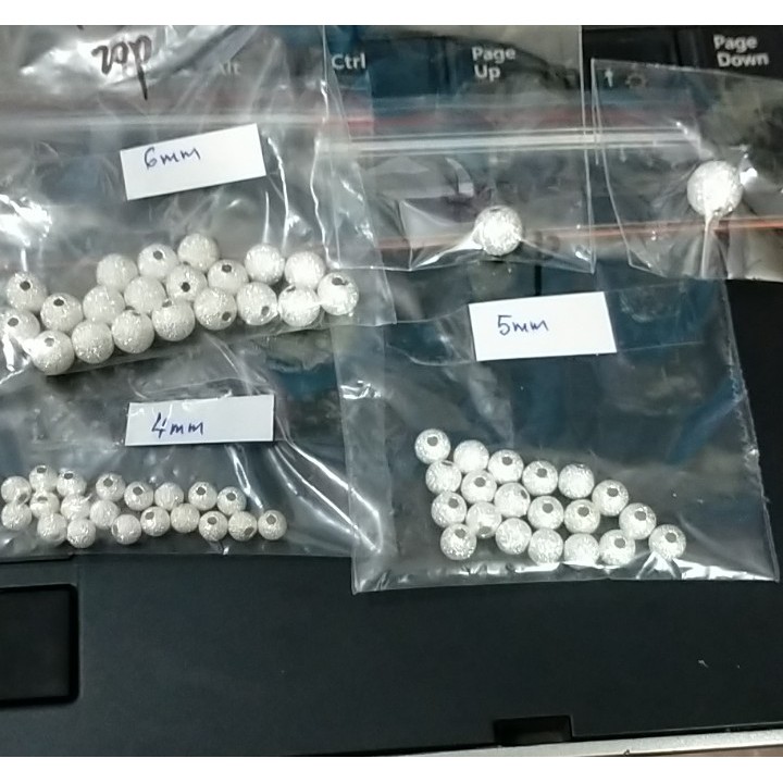 charm bạc 925 bi nhám 4/5/6/7/8mm