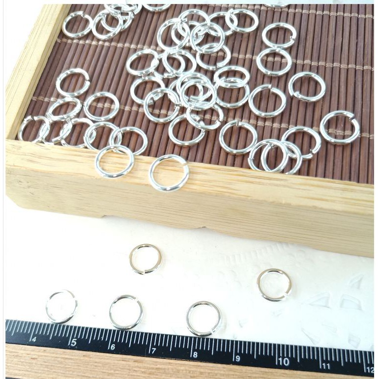 Khoen tròn đồng mạ bạc 8mm gói 20 cái