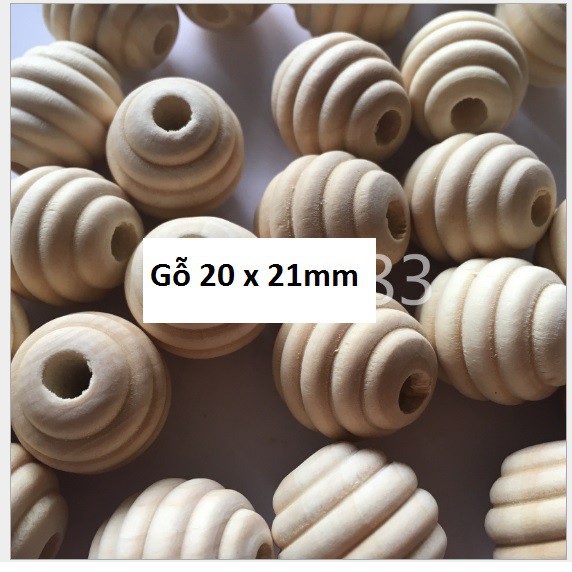gói 10 hat gỗ oval xoắn tròn 20x21mm màu kem làm đồ chơi, trang trí diy handmade