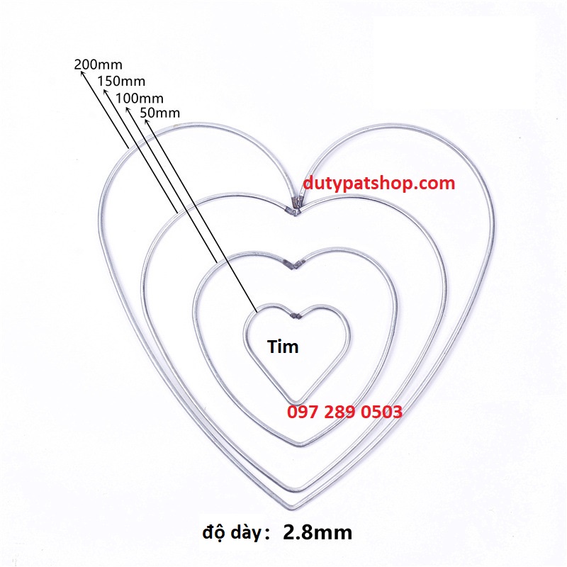 Vòng tròn, trái tim, ngôi sao từ 25-35cm làm dreamcatcher đủ loại (size đại)