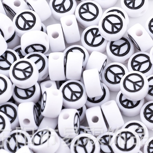 10-70 Hạt nhựa in hình cây biểu tượng hòa bình size 4x7mm cò lỗ xỏ làm vòng tay, vòng cổ (loại đẹp)