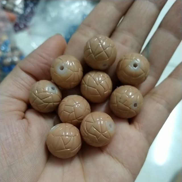 10 hạt nhựa khắc hoa văn cà phê 16mm