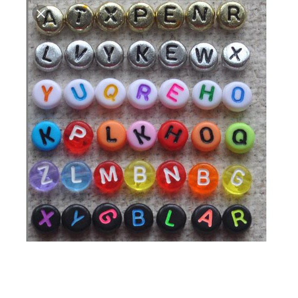 set 5-25gam Hạt Chữ Cái tròn, số 4x7mm nhiều màu để chọn