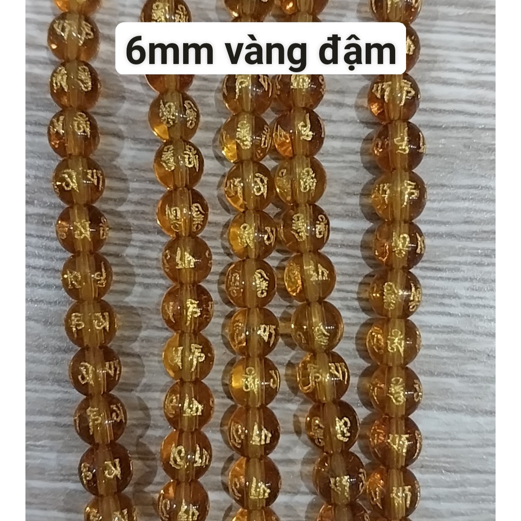 (Giá sĩ) 25-100viên (1dây) lu thống 8x12mm, 10x14mm, 12x16mm, đá tròn 6-8-10 in chú đại bi nhiều màu làm vòng phong thủy