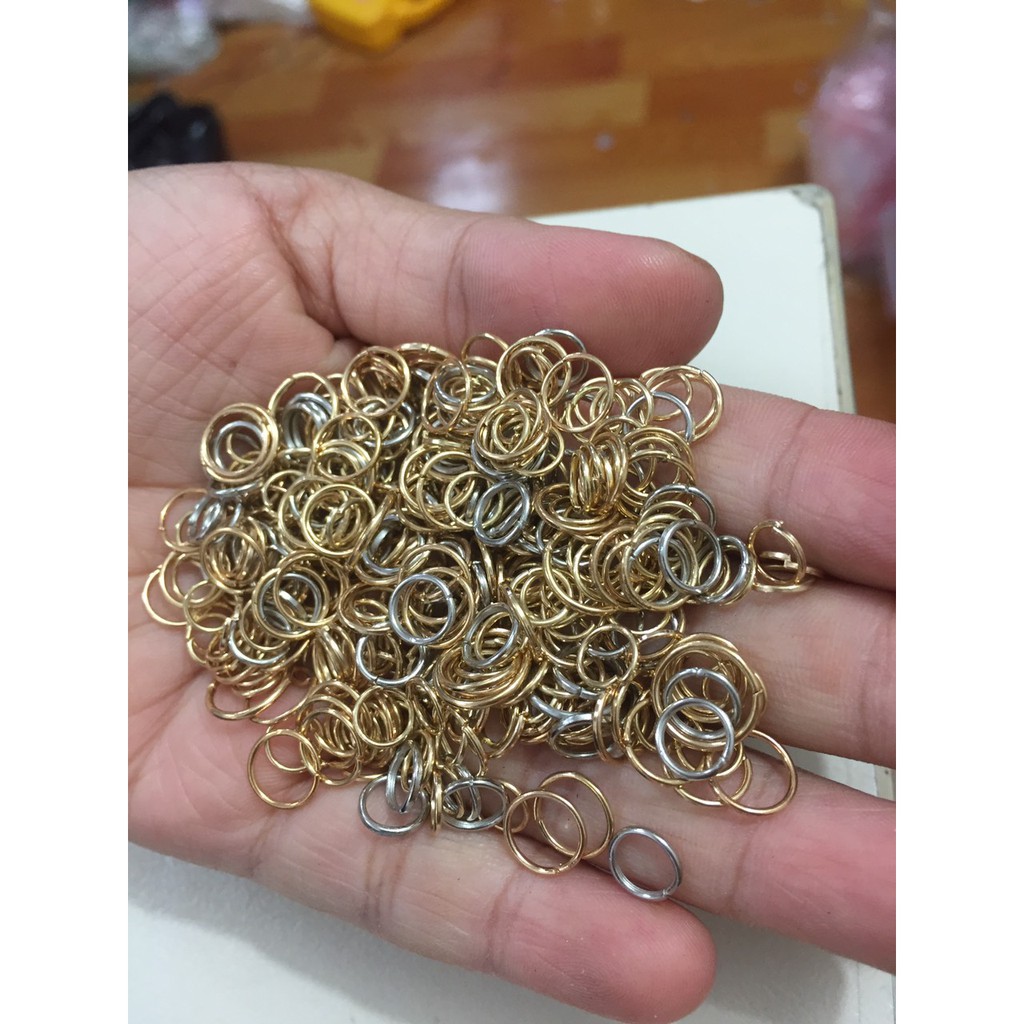 100gam mix kim xỏ, khoen nối làm vòng các loại