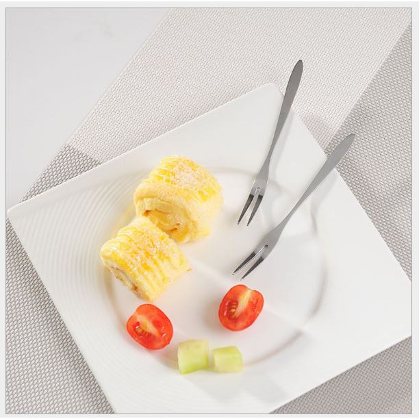 -Nĩa xiên hoa quả, đồ ăn bằng inox loại 2 mũi (đĩa) (p175-19)