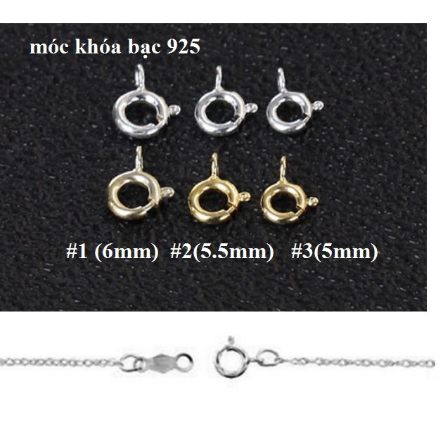 móc khóa cua tròn bạc 925- size5-5.5-6mm