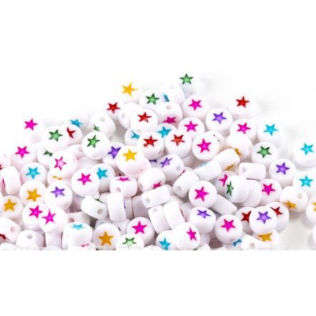 5-25gam (P128-28) hạt nhưa tròn 7mm khắc ngôi sao