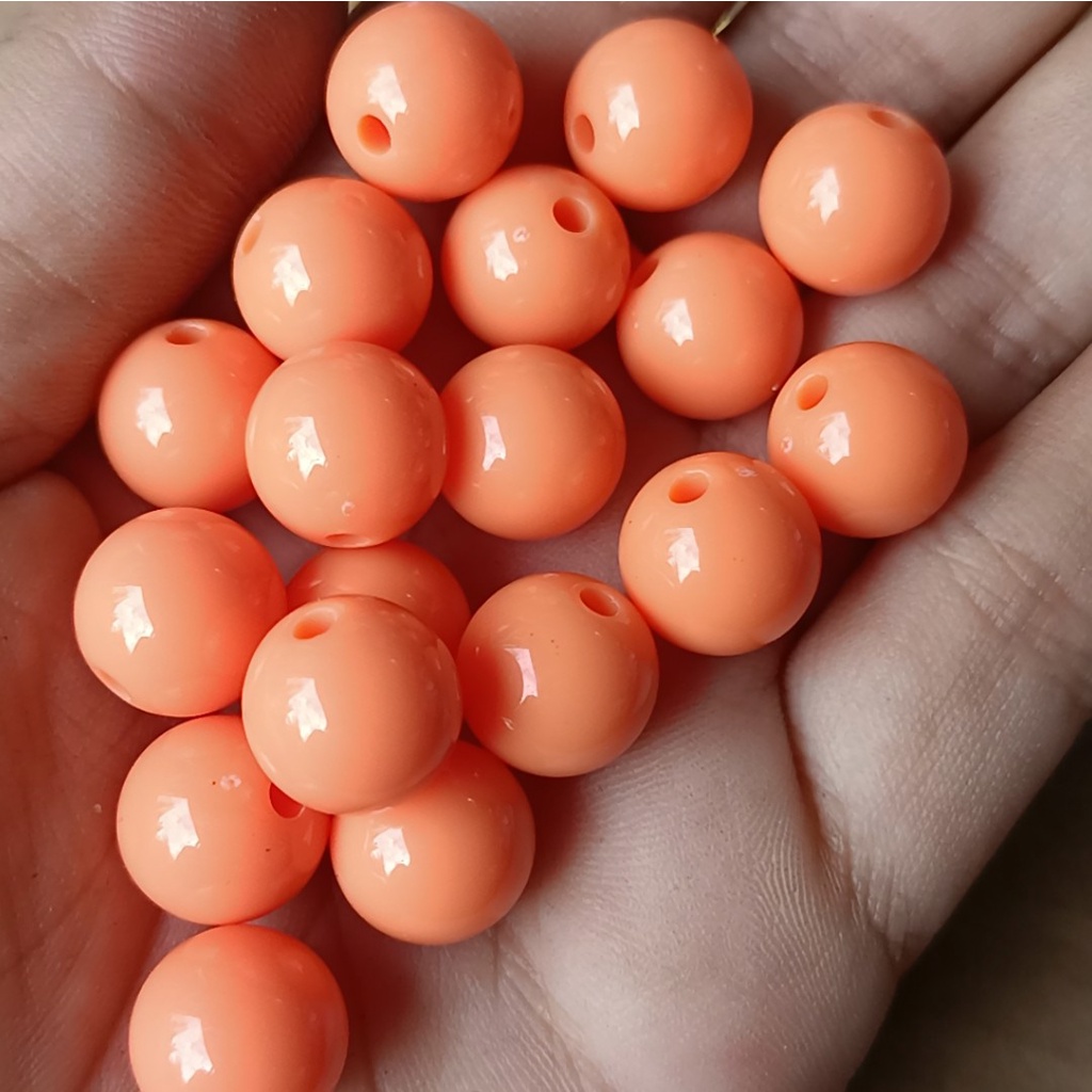 10-25gam hạt nhựa 12mm tròn nhiều màu có lỗ xỏ dây cỡ 2mm