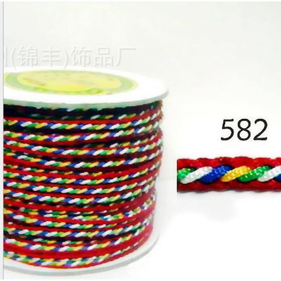 cuộn dây ngũ sắc có viền chỉ đỏ 582 size 3mm