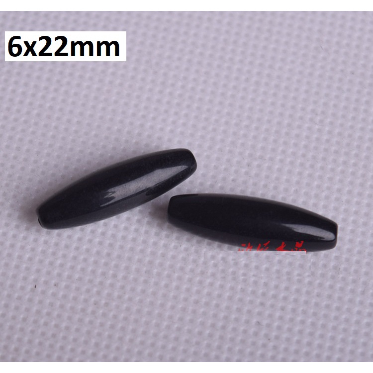 15gam (10 hạt) đá thủy tinh nhân tạo lu thống 6x22mm (có 9 màu) có lỗ xỏ làm vòng