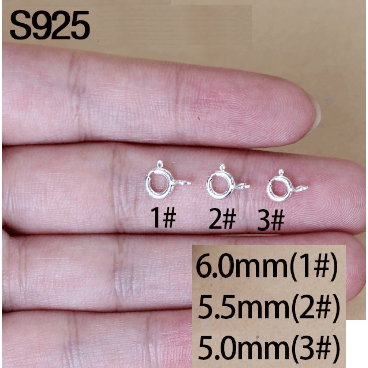 móc khóa cua tròn bạc 925- size5-5.5-6mm