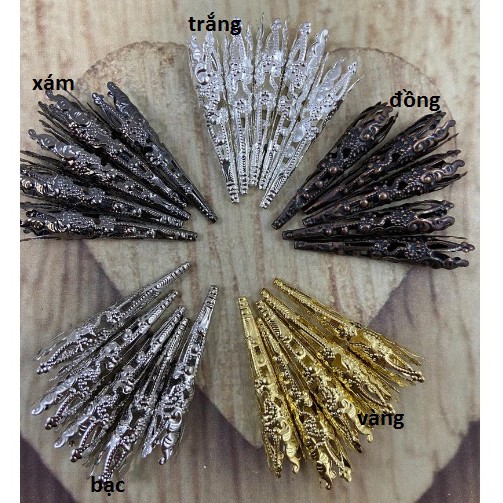 10 đế hoa, ốp hạt dạng chuông dài 8x42mm làm trang sức