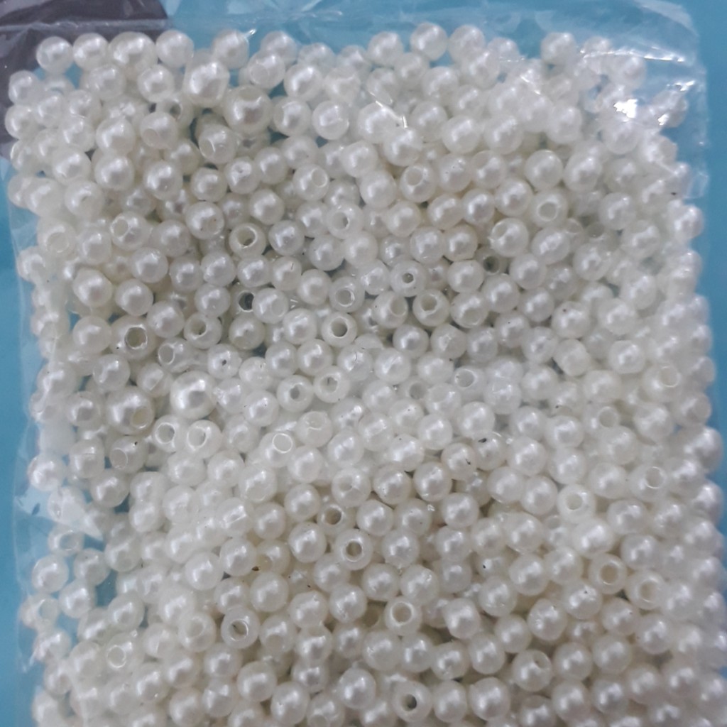 10-50gam hỗn hợp hạt nhựa trắng & kem 3mm,4mm