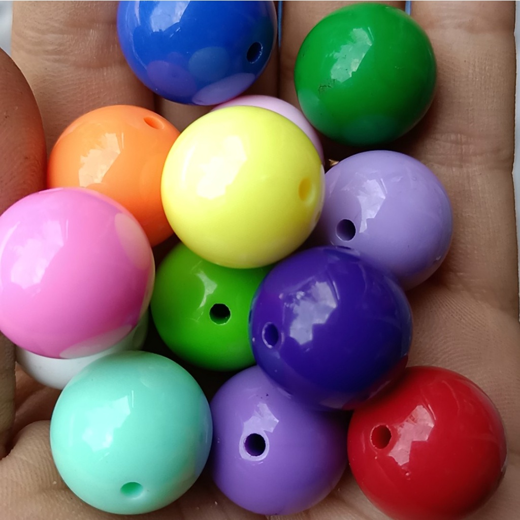 25gam hạt nhựa 18mm tròn nhiều màu có lỗ xỏ dây cỡ 2mm