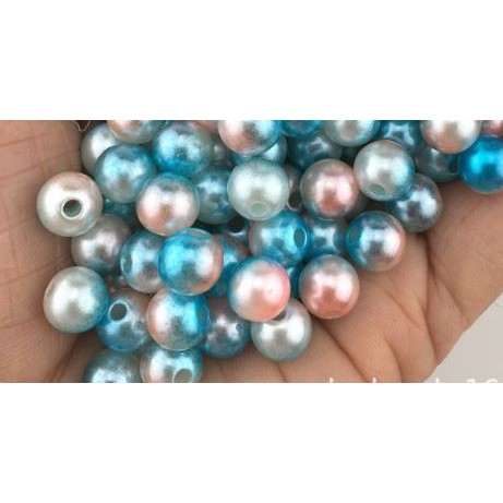 50gam hạt bẹt, hạt cườm ngọc nhựa CÓ LỖ đa sắc nhiều màu 6-8-10mm