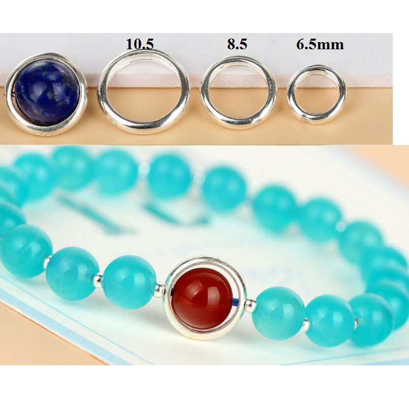 charm tròn ốp hạt bạc 925-