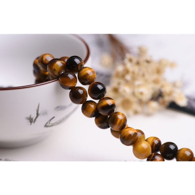 Một hạt đá mắt hổ 8-10-12-14-16-18-20mm vàng nâu 4A