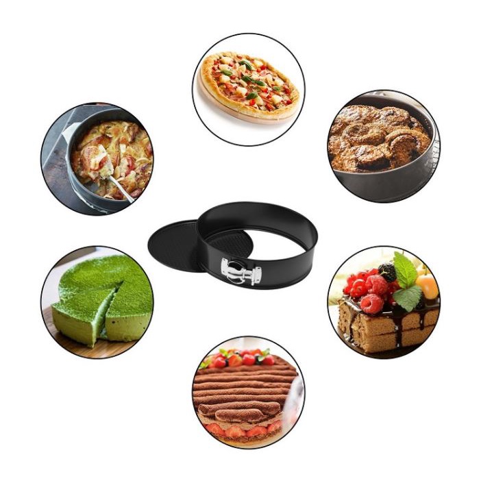 Khuôn Tròn Nướng bánh Bông Lan Gato Sinh Nhật chống dính đế rời có khóa 12-14-16 18cm 20cm 22cm 24cm 26cm 28cm khóa tròn