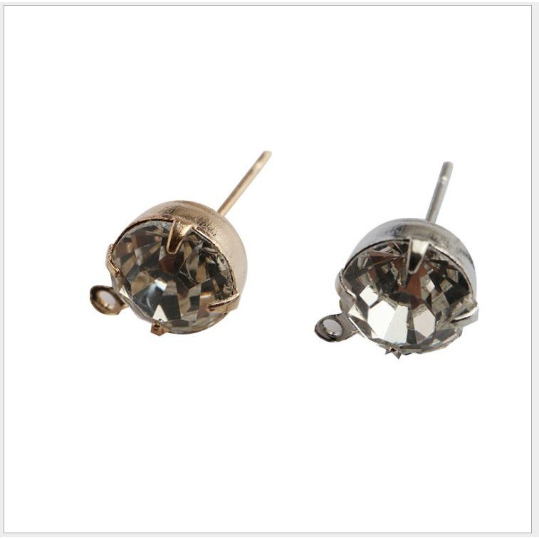 10 chốt làm hoa tai đinh đá có móc treo size 4-5-6-8mm