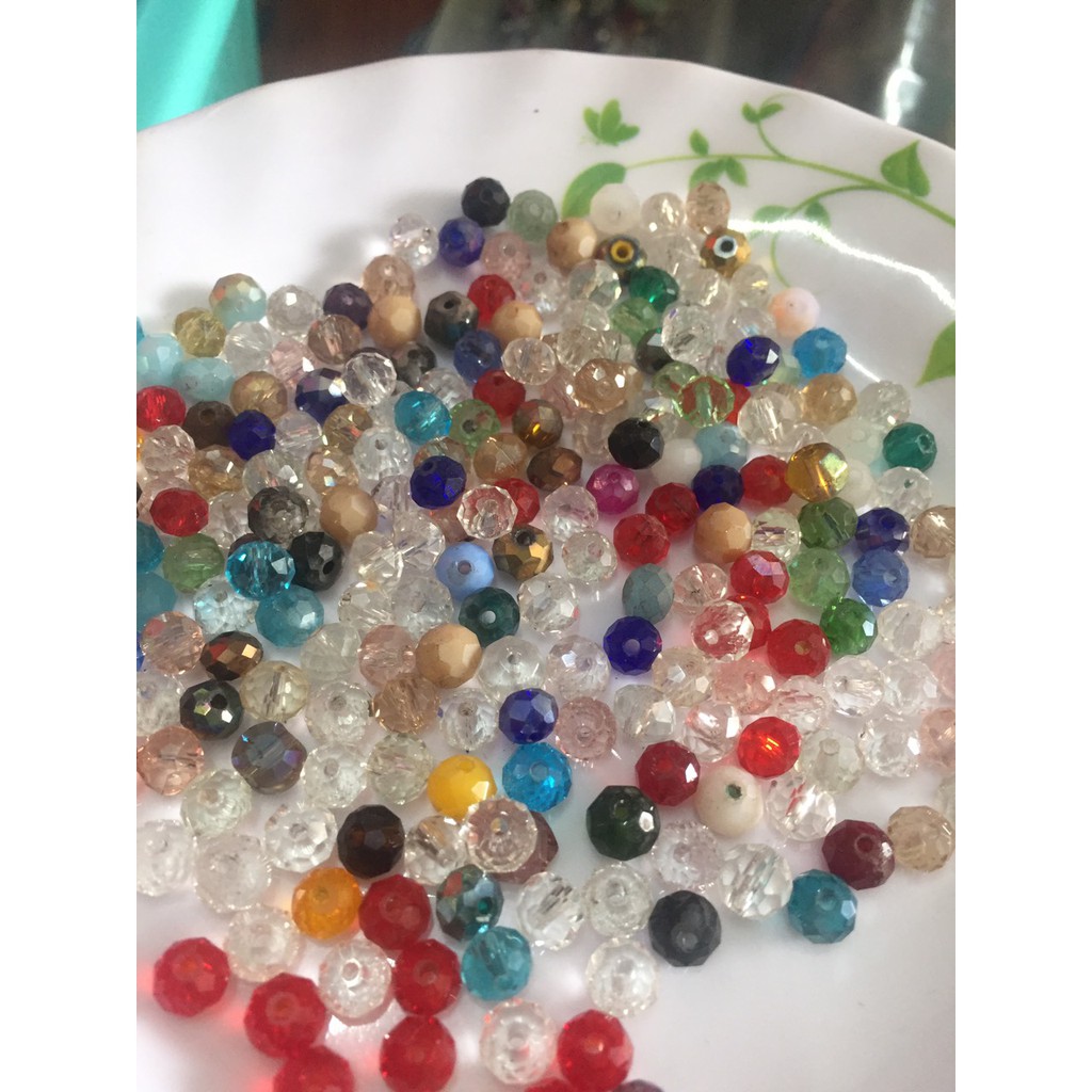 25gam Pha lê thủy tinh size 6mm-8mm-10mm-12mm đủ màu (bán theo cân)