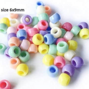 #P117-63 gói 10-50gam hạt nhựa tròn trụ lỗ lớn xỏ vòng 6x8 &6x9mm