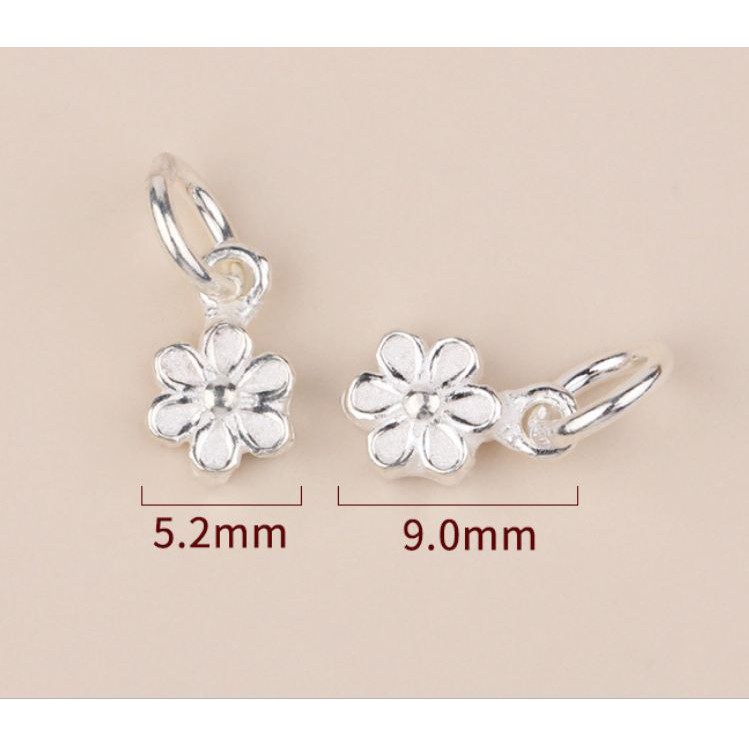 mh1402- Mặt hoa 6 cánh bạc 925 size 5.2x9mm